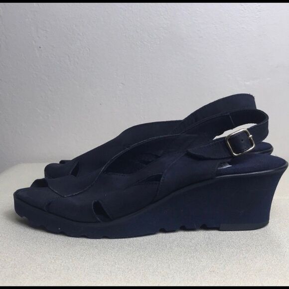 Vintage Handmade Navy Blue Suede Women shoes Size 7 - Picture 8 of 13